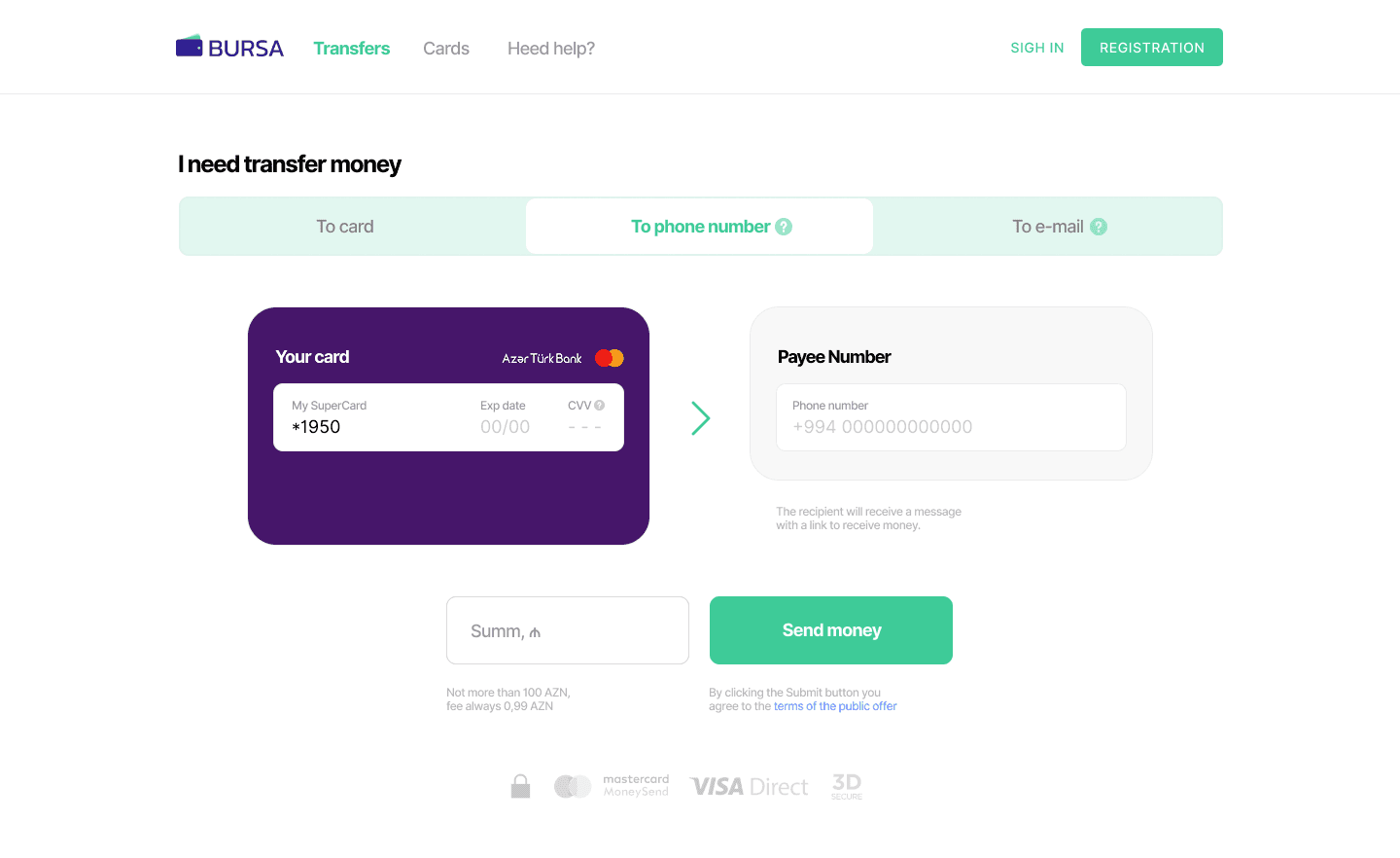 Флоу переказу за номером телефону