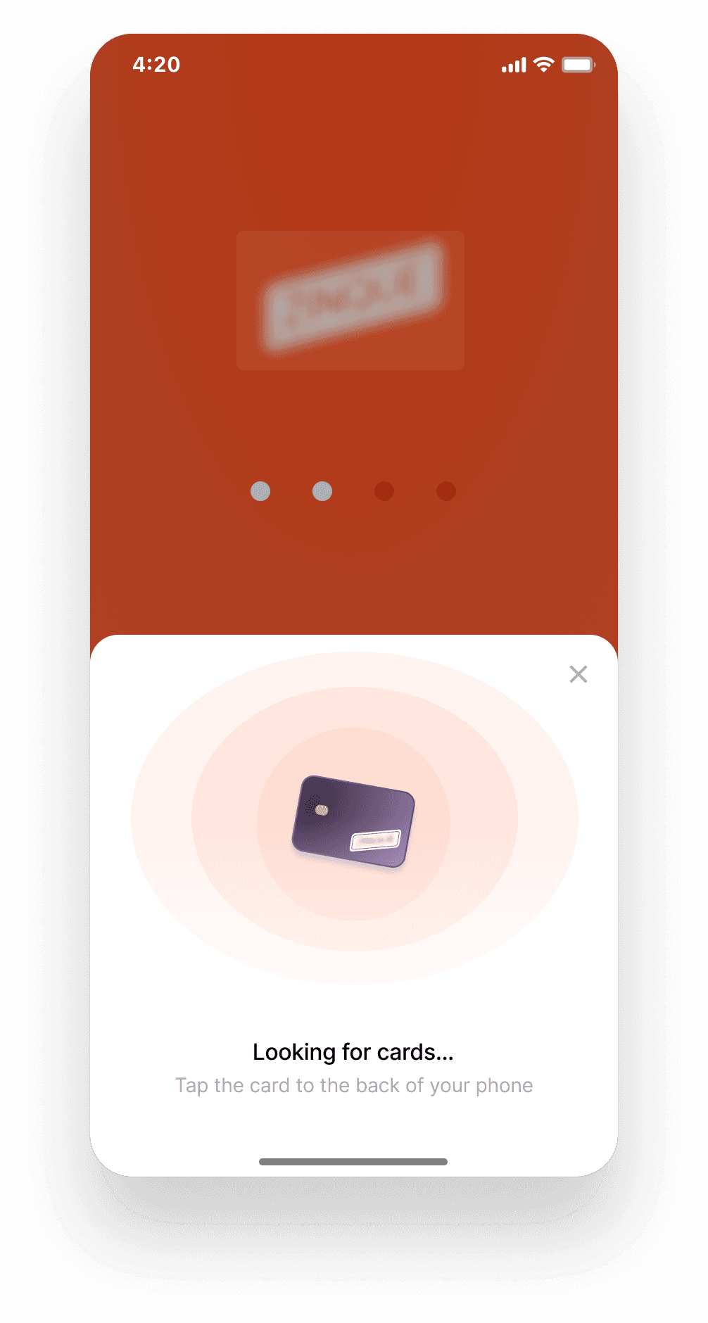 Bottom sheet для NFC detection картки