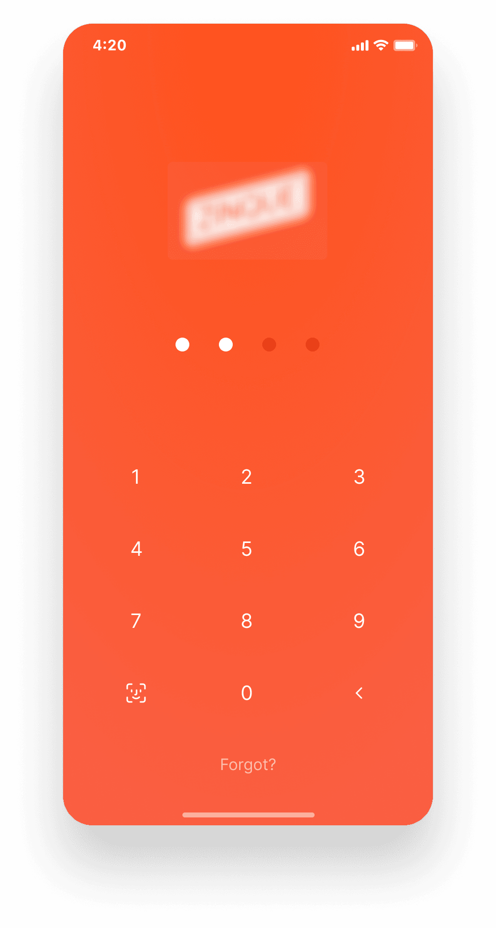 PIN login та biometric entry screen